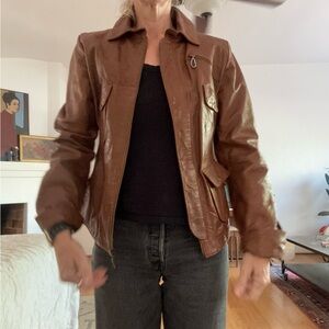Women's Vintage  Brown Leather Jacket